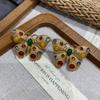 Medieval Diamond-Set Colored Glazed Butterfly Retro Court Earrings Heavy Industry Stud Earrings