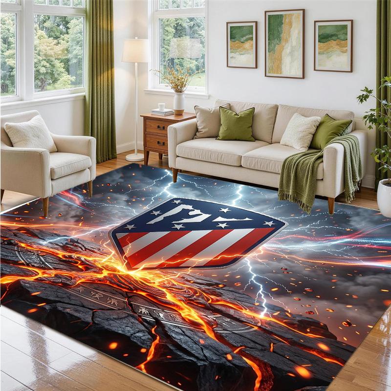 Atletico Madrid Design Crystal Velvet Rug Soft Decorative Mat for Bedroom Entrance