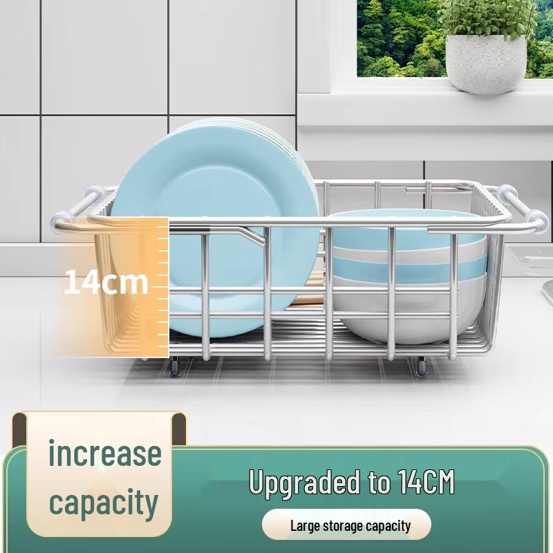 Teleskopischer Spülbecken-Abtropfkorb aus Edelstahl
