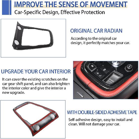 Daeiclru Schaltwählhebel-Panel-Zierleiste Passend für Jaguar F-Type 2013-2024, ABS Schaltwählhebel Mittelkonsole Kratzfestes Panel Schutzrahmen Abdeckung,