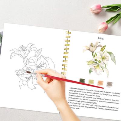 Watercolor Workbook for Beginners Step-by-Step Painting Guide Animal Flower Illustrations Paper Coloring Book for Learning Techniques Stress Relief
