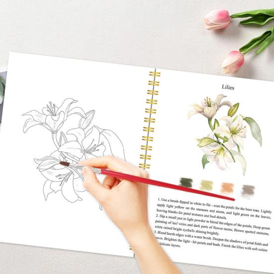 Watercolor Workbook Step-by-Step Painting Guide Watercolor Paint Set Nature-inspired Coloring Water Coloring Book