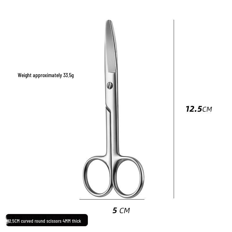 420 Stainless Steel Multi-Purpose Scissors: Large Curved, Straight, Round Tip for Surgical, Beauty, Nose Hair, Eyelid, and Teaching Use.