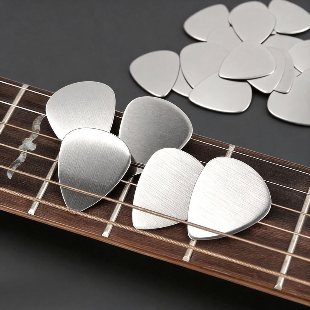 6Pcs 0.3mm Stainless Steel Guitar Picks - Durable Metal Plectrums for Acoustic/Electric Guitar, Ukulele & Bass, Precision ZSY