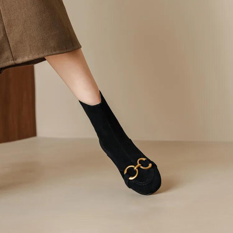 Fashion New Autumn Winter Fashion Short Boots Women Shoe Round Toe Boots Casual Chunky Low Heels Shoes for Women Back Zipper Ankle Boots