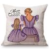 Baby Mother Parenting Art Cozy Family Hand Drawing Sketch Home Decoration Cotton Linen Sofa Throw Pillow Case Car Cushion Cover