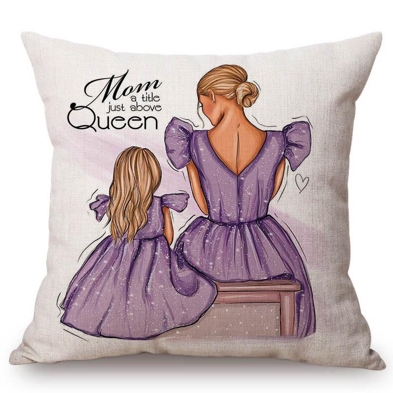Baby Mother Parenting Art Cozy Family Hand Drawing Sketch Home Decoration Cotton Linen Sofa Throw Pillow Case Car Cushion Cover