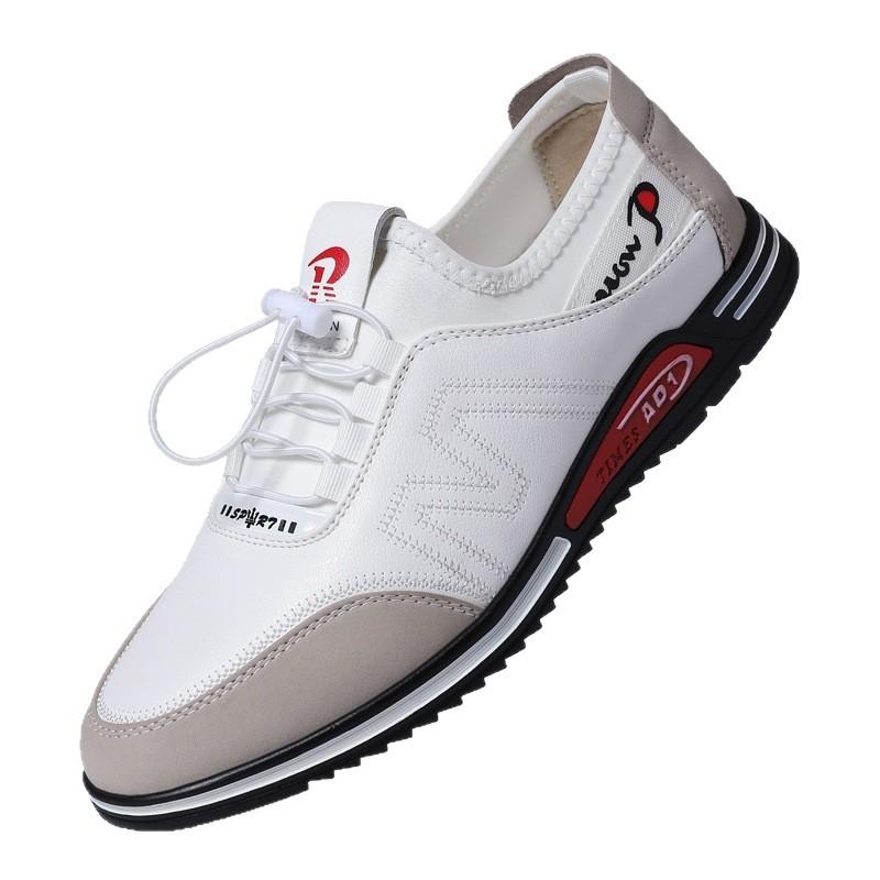 Men's Shoes Large Size Autumn Casual Leather Shoes One Pedal Men's Soft Sole Lightweight and Versatile Middle-aged Dad Driving Shoes