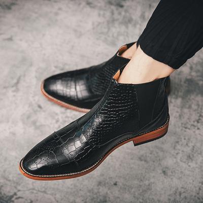 Spring Autumn Men's Casual Leather Boots Chelsea Business DatingFormal Party Boots Fashion Ankle Cowboy Pointed Boots Size 38-46