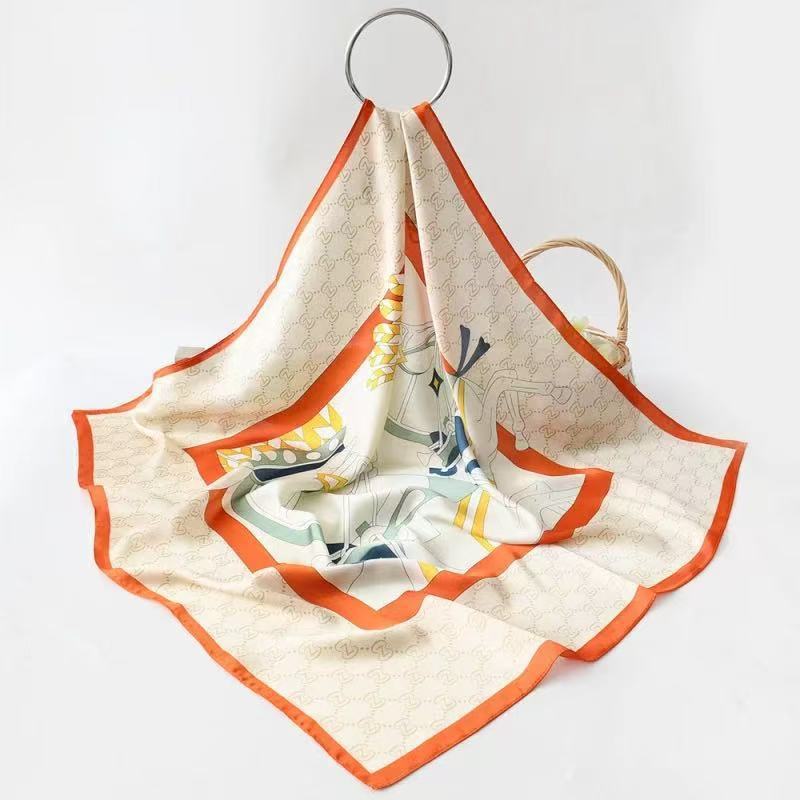 Autumn and winter Maillard cashew square scarf silk scarf women's shirt versatile neck small scarf tied hair decorative scarf