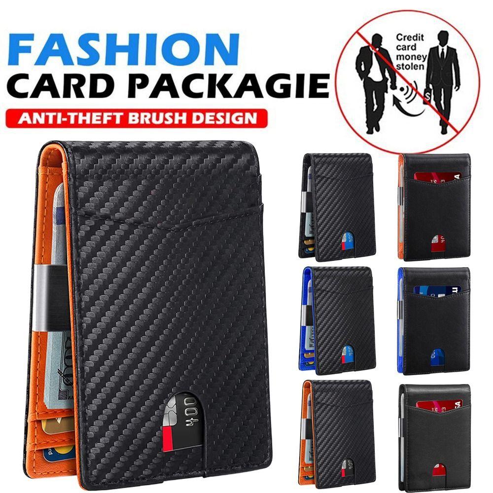 

Anti-scan Leather Wallet RFID Blocking Thin Small Wallet Fashion Mens Slim Wallet for Women Men Black-1