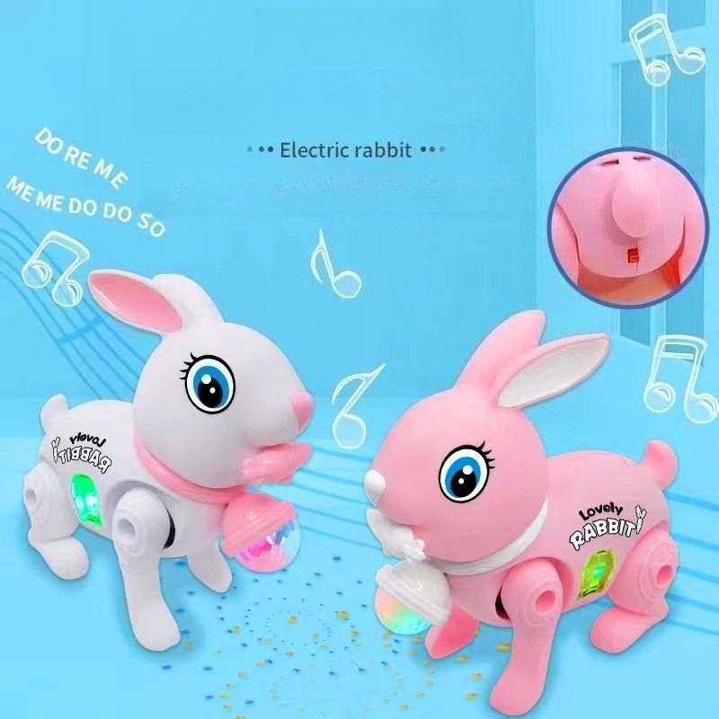 1 Stück Elektrischer Riegel Leuchtender Hase mit Blinkender Musik-Schnur und Projektionsspielzeug