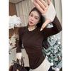 Women's 2025 Autumn/Winter Slim-Fit Color-Block Thermal Long-Sleeve T-Shirt