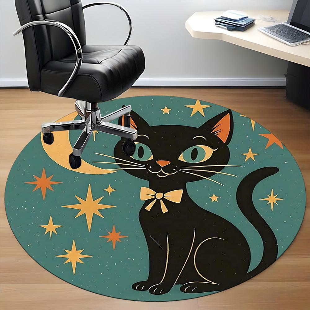 1PC Moon Stars Office Round Area Rug, Mat Suitable ForOffice, Under Office Chairs Bedroom Living Room Home Decor, Room Deco