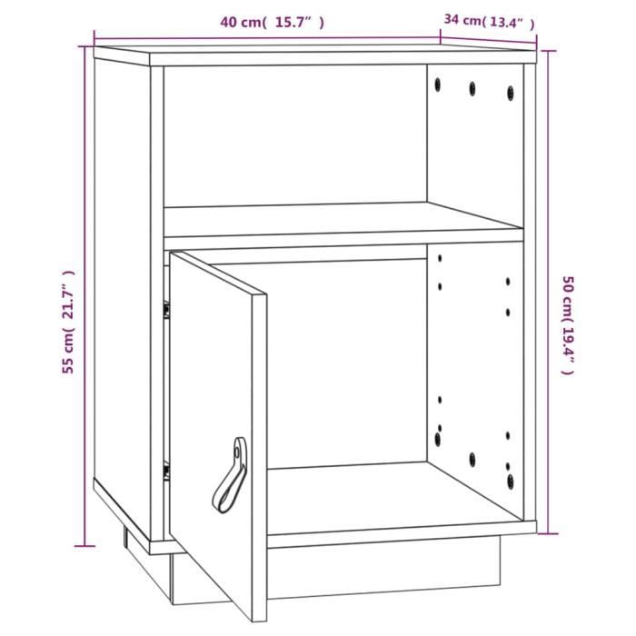 VidaXL Bedside Table Black 40x34x55 Cm Solid Pine Wood 818323