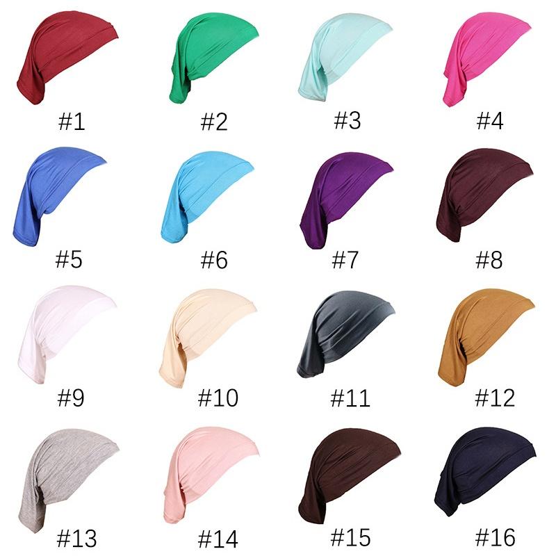 Pure Color Arabic Scarf Small Hat Tube Cap Modal High Elastic Mercerized Cotton Women's