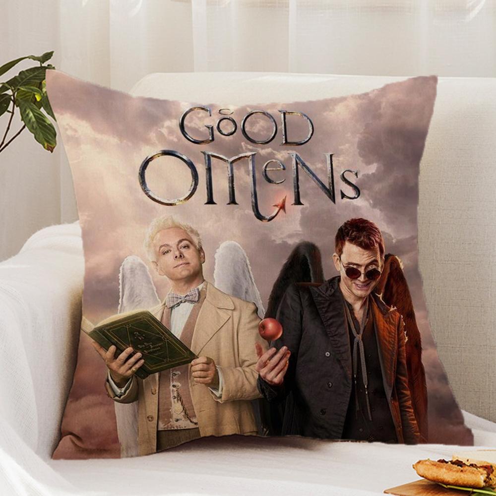 Tv G-Good O-Omens Cushion Cover Premium Comfort Reversible Pillow Cover - Dual - Use Design for Home & Car