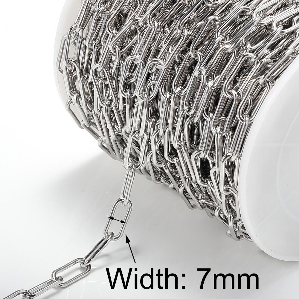 No Fade 1meter 7.5mm Stainless Steel Chain Gold Necklace Rolo Strong Link Chain for Bracelet Jewelry Making Accessories DIY