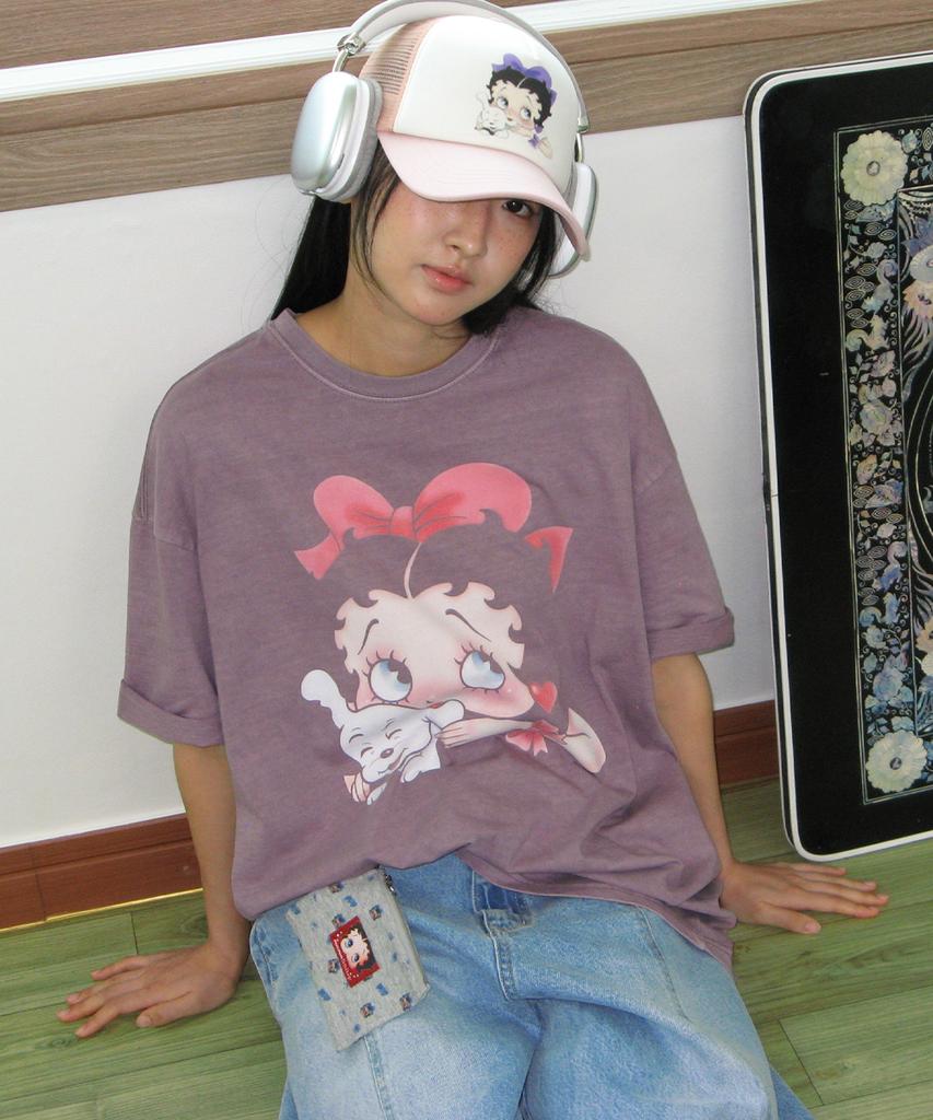 RONRON Betty Boop Ribbon Mesh Ball Cap Pink