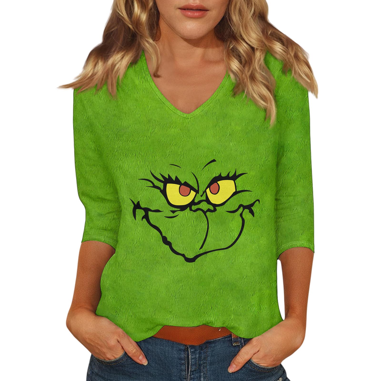 

Женский повседневный модный сексуальный удобный топ с V-образным вырезом и рукавом три четверти на Рождество L