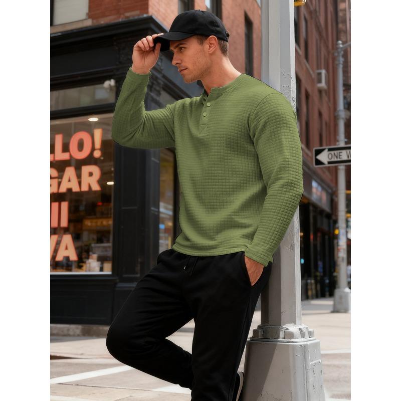 American Style Mens Long Sleeve Hoodless Jacquard Slim Fit Vintage Sweatshirt