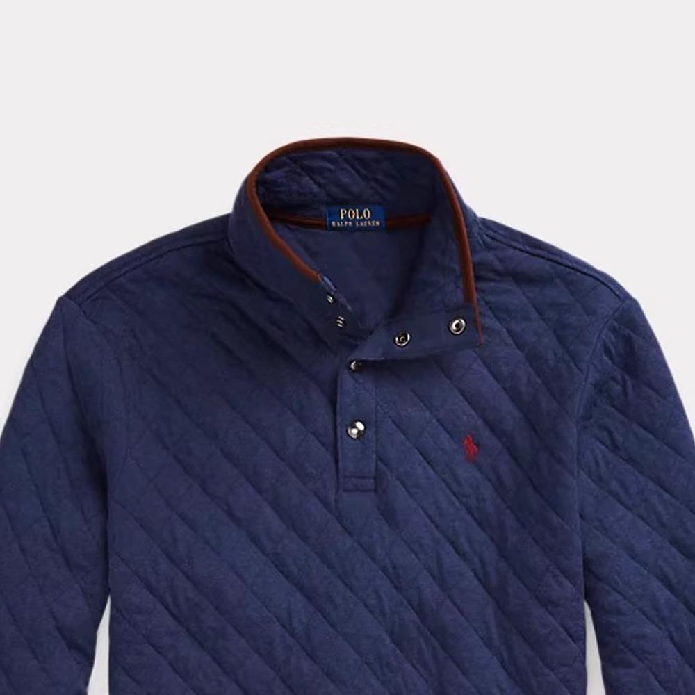 Polo Ralph Lauren SS23 Solid Color Small Pony Embroidered Diamond Pattern Pullover Long Sleeve Sweatshirt Men Sweatshirt Blue 710916640-001