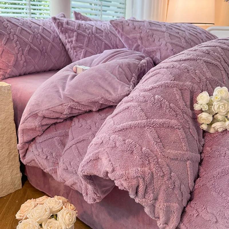 

Комплект односпального одеяла из молочного флиса Tafuru, осенне-зимний, утепленный, однотонный, пододеяльник 200x230, 220x240, постельное белье для двухместного использования Single 150x200cm 1pc