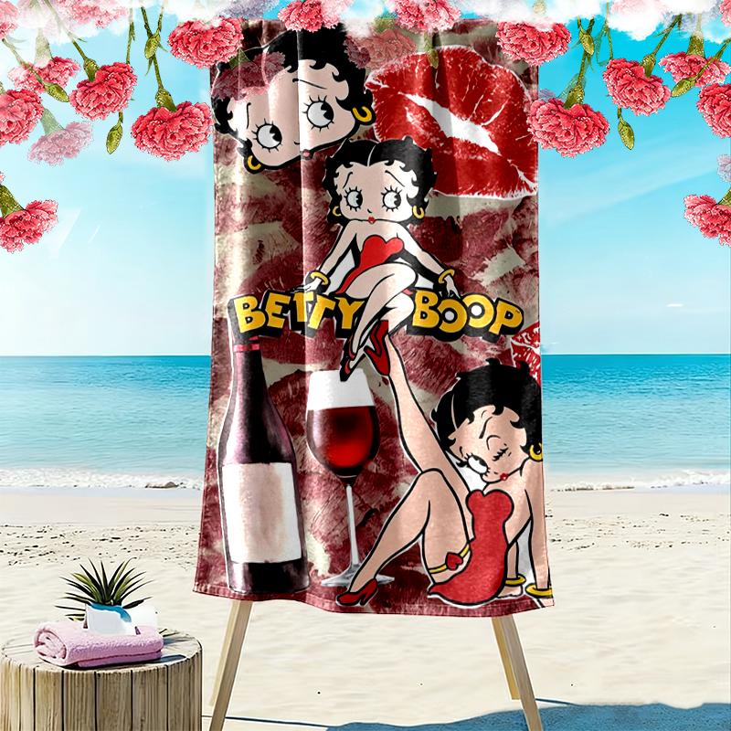 1pc Betty Boop Beach Towel, Outdoor Activities Perfect Summer Travel Supplies, As A Gift for Festivals