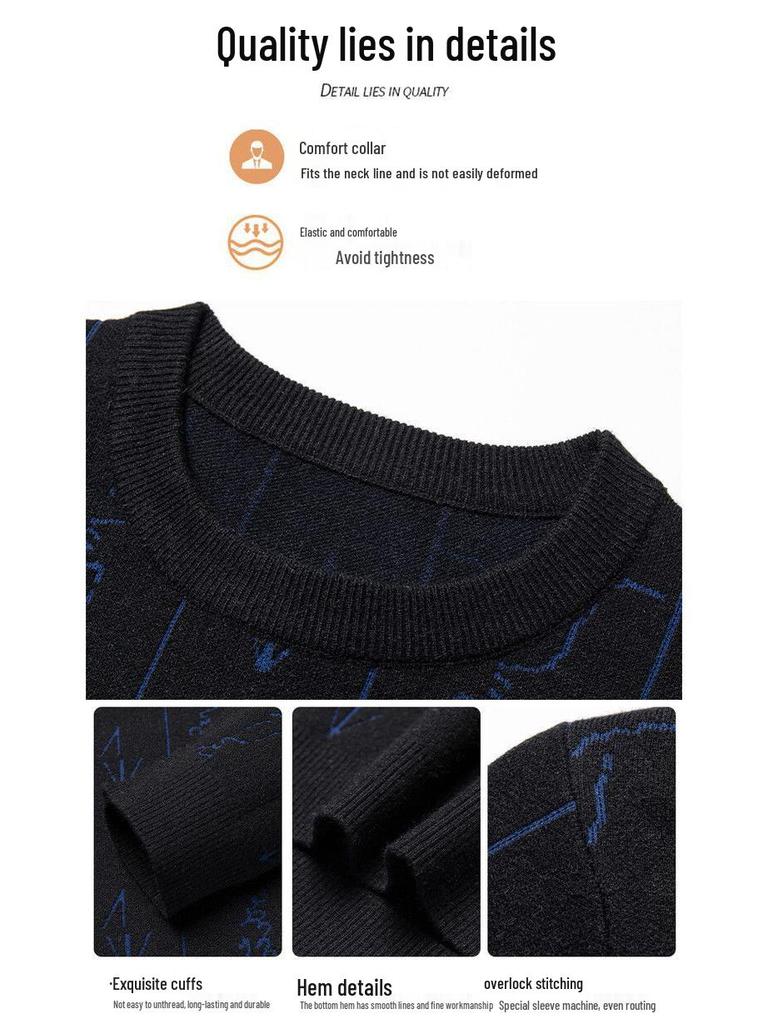 Hengyuanxiang Dicker Winter-Strickpullover mit Rundhalsausschnitt für Herren