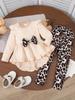 Girls Long Sleeve Top and Pants Set Fashionable Printed Round Neck Casual Outfit Lightweight Comfortable Fit Suitable for Daily Wear