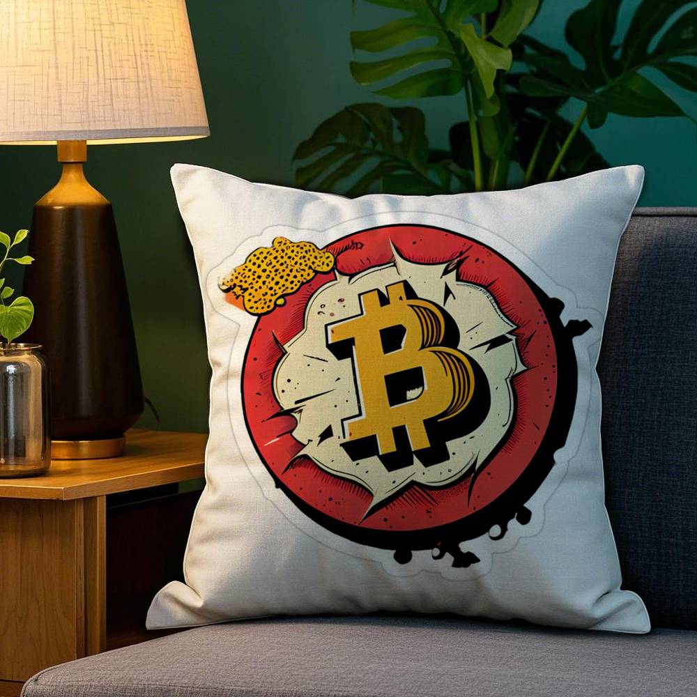 Bitcoin Cryptocurrency Btc Pillow Case Sofa Living Room Bedroom Double-sided Printing Square Cushion Nap Time Cushion Cover