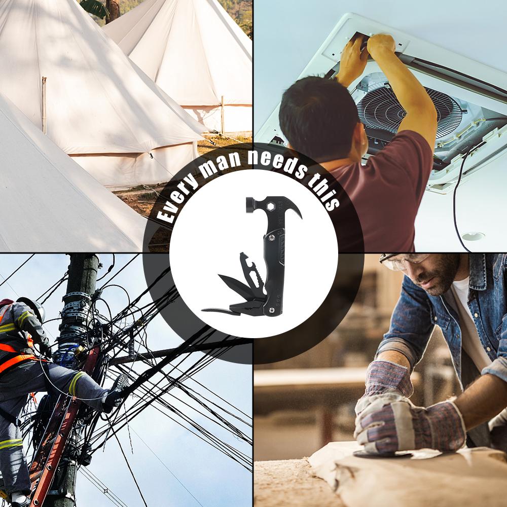 Kladivo s drápem Skládací Multifunkční Kleště Přenosné Nerezové Pro Venkovní Kempování s Nylonovým Pouzdrem