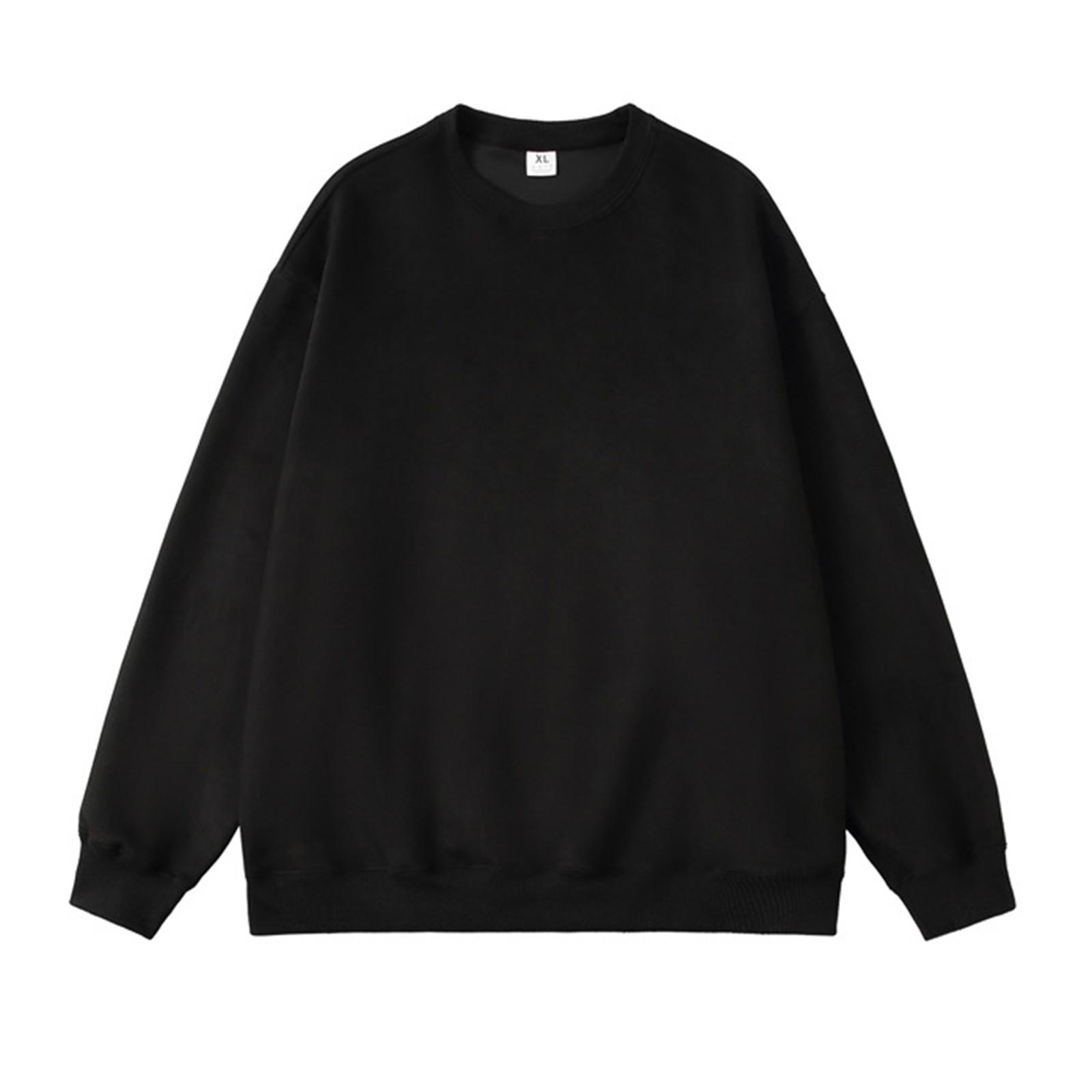

Осенний мужской замшевый свитер с гладкими пластинами и круглым вырезом, новый большой базовый свитер XXL чёрный