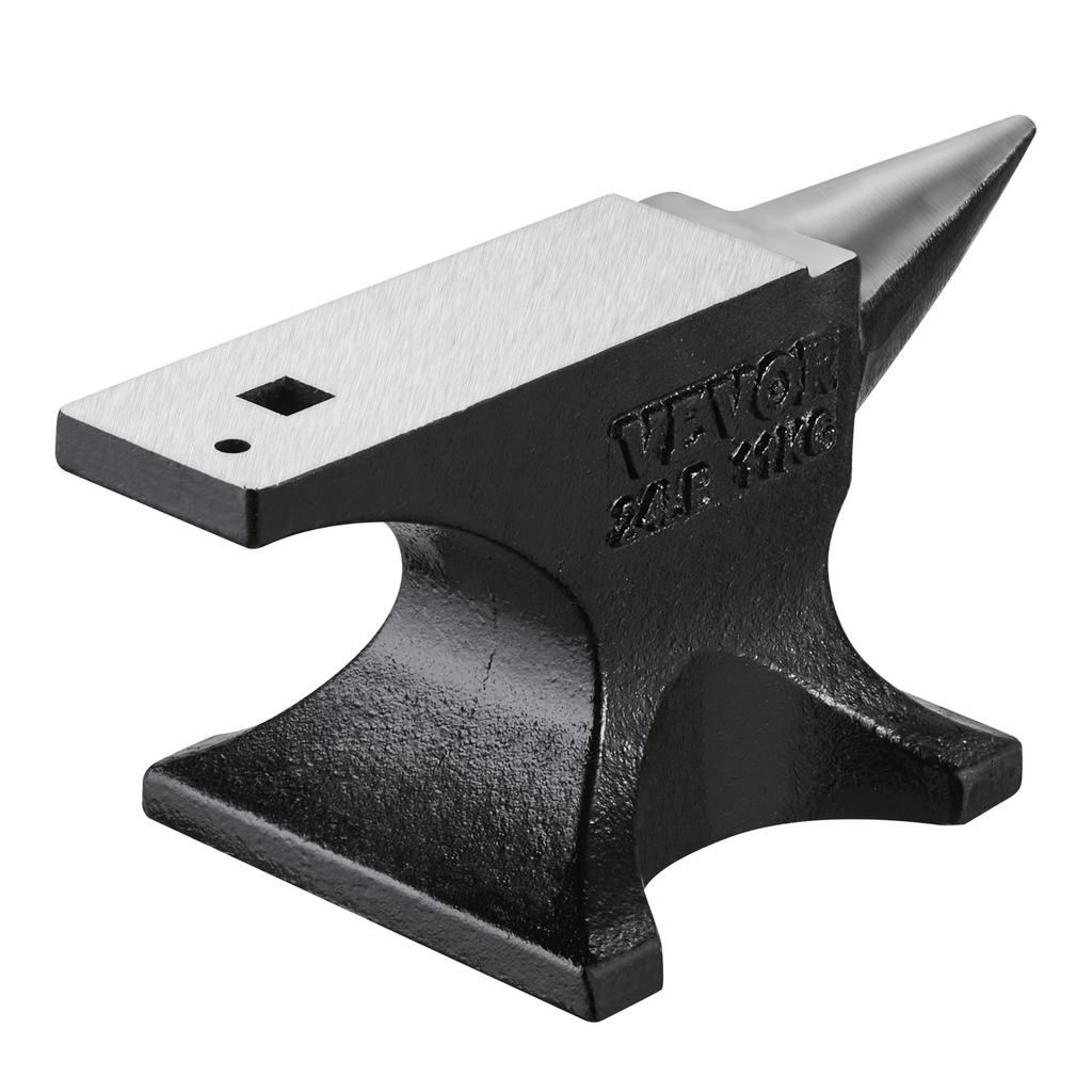 VEVOR Single Horn Anvil, 25lbs Cast Steel Anvil, High Hardness Rugged Round Horn Anvil for Blacksmiths, with Stable Base