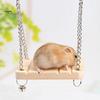 Wooden Hanging Swing Hammock Hamster Squirrel Parrot Pet Chain with Bell Toy