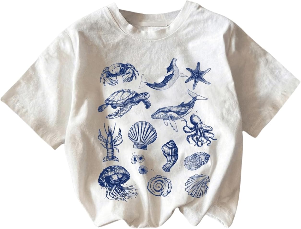

QJQ Girl s Cute Graphic T Shirts Short Sleeve Crewneck Tees Summer Trendy Preppy Tops Clothes 5XL різнокольоровий