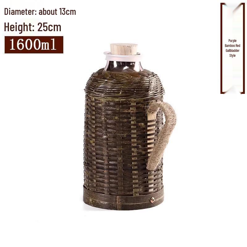 JingJingRS Retro Bamboo Thermos Bottle
