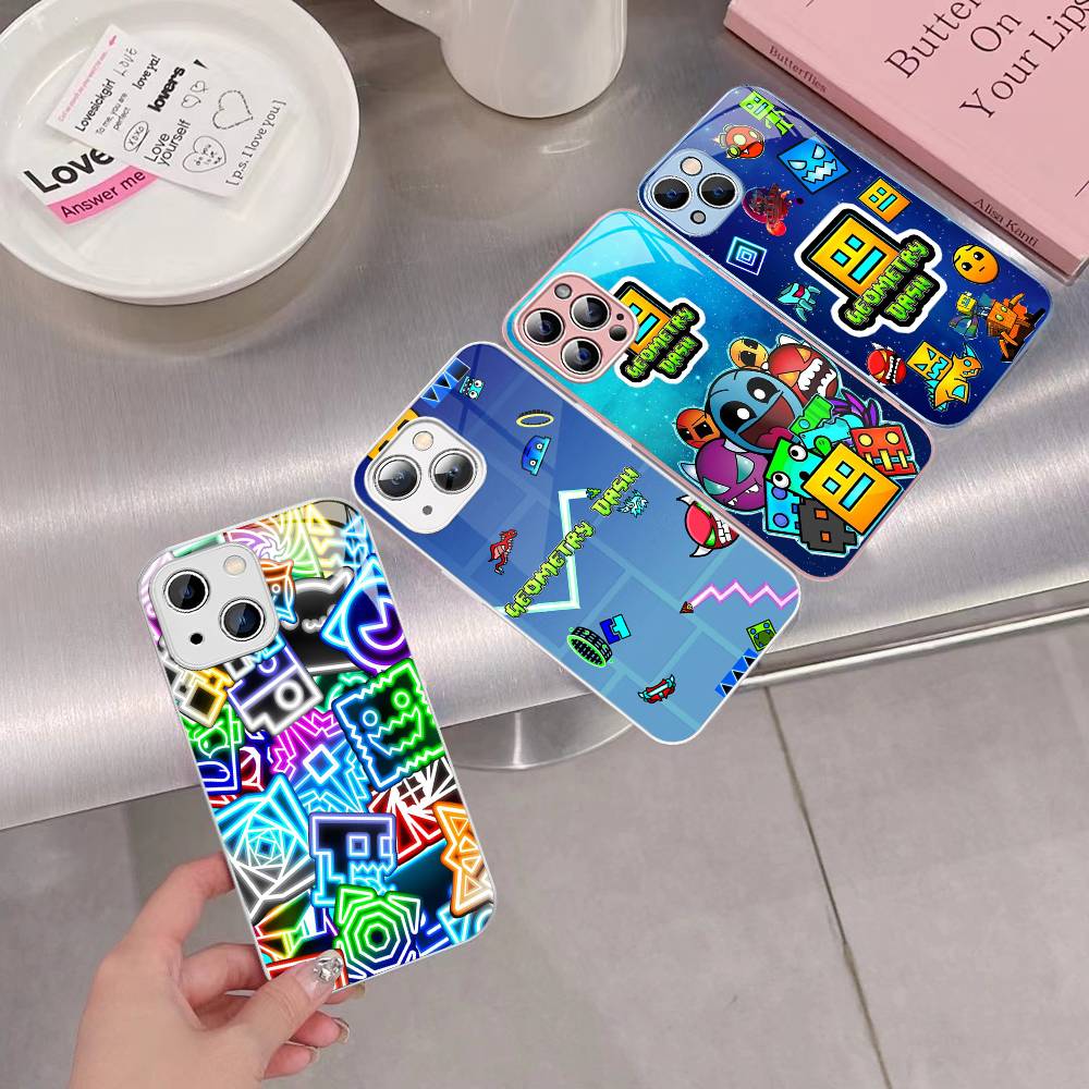 Game Geometry Dash Tempered Glass For Iphone 14 13 12 11 Pro Mini XS MAX 14Plus X XS XR Cover