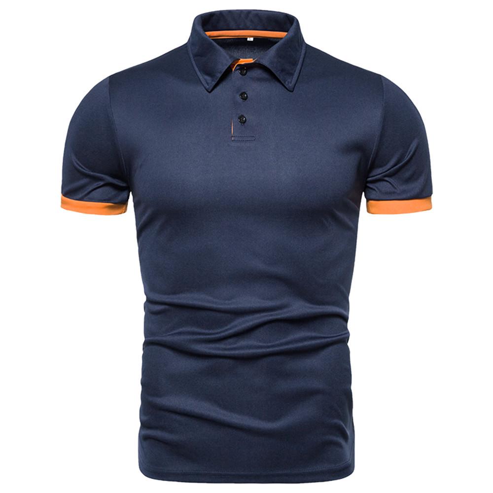 

2025 Spring/Summer Men s Solid Color Short Sleeve Polo Shirt - Fashionable Business Casual L темно-синього кольору