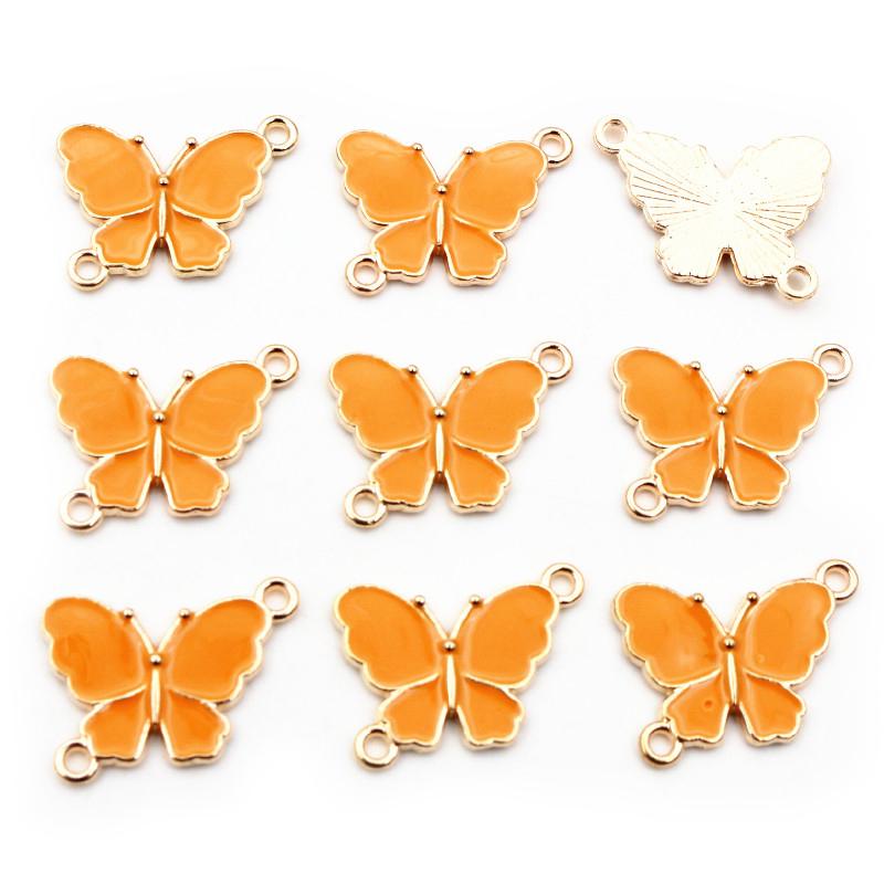 10pcs 15x20mm Double Loops Butterfly Charms Pendant Enamel Alloy Metal Charms DIY Jewelry Accessories for Necklace Bracelet