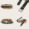 Solid Fashion Color Faux Fur Decoration Women Belt With Double Buckle Breasted