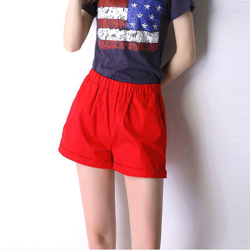 Women's Summer Solid Color Shorts Plus Size Loose Cotton Elastic Waist Casual Breathable Lightweight Outdoor Wear Pants