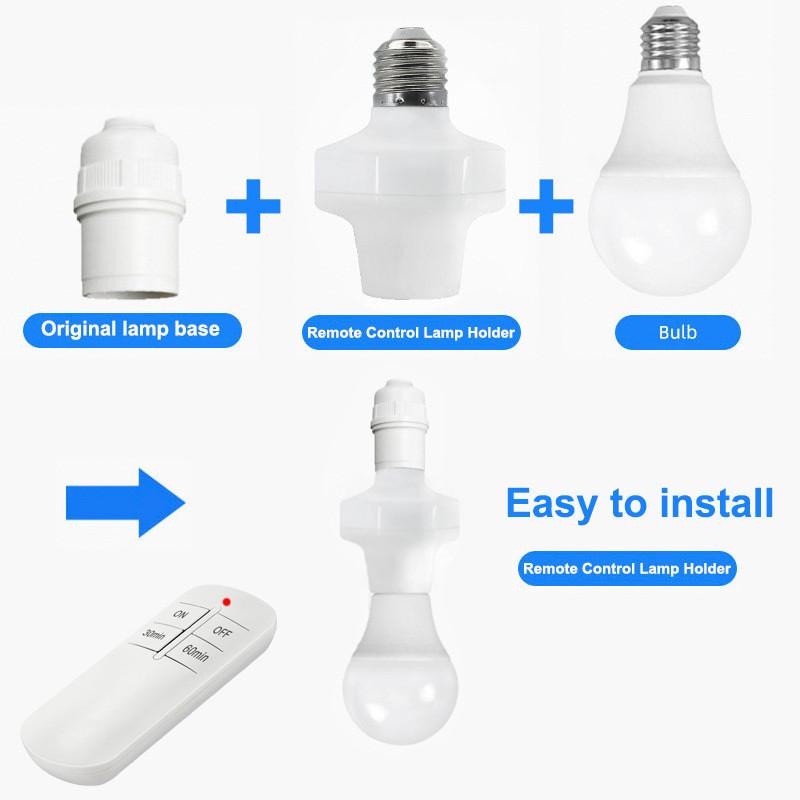 E26 E27 Wireless Remote Control Bulb Base With Timer Led Smart Light Socket For Home Use