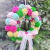 Easter Wreath Door Decoration Hanging Floral Circle, Plush Balls For Indoor Outdoor Porch Decoration