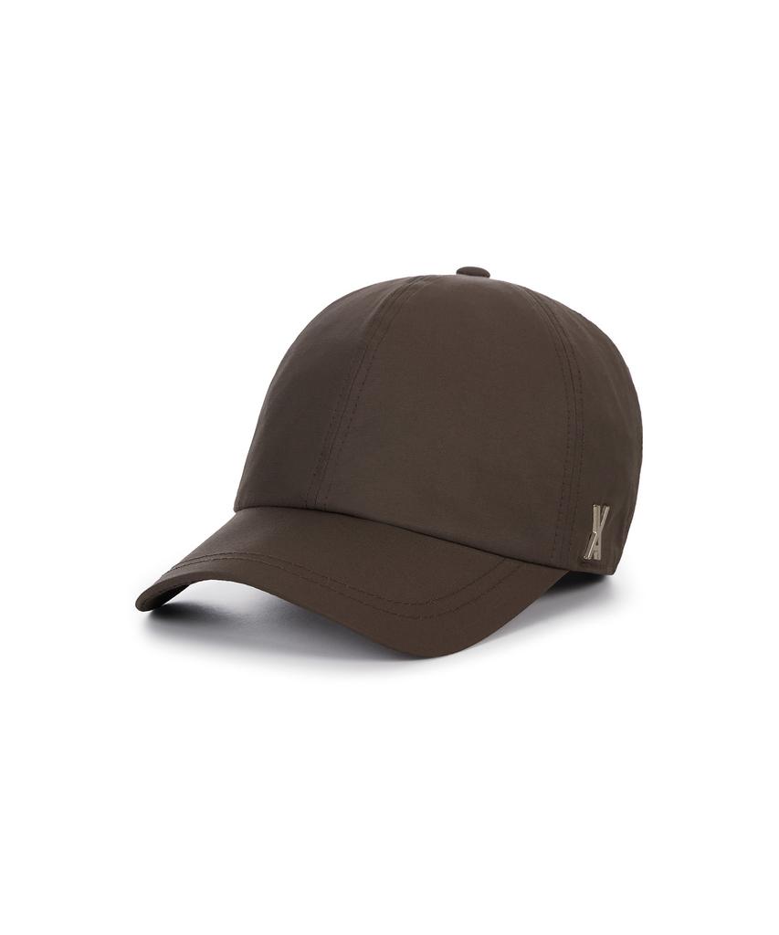 Bajal Studded Logo Nylon Newsboy Ball Cap Brown