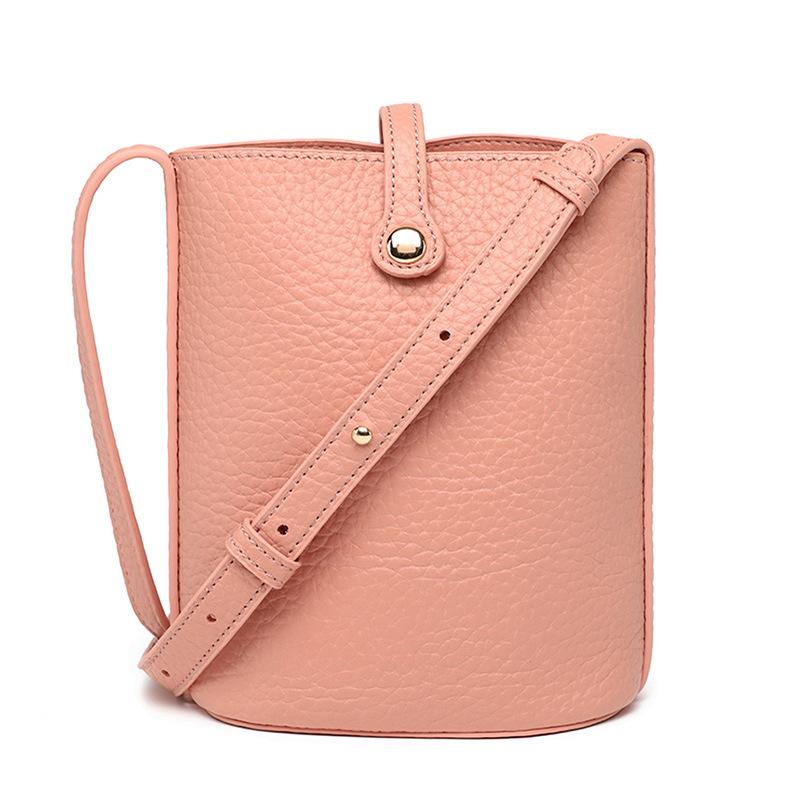 Mini lightweight soft leather bucket bag 2024 new fashion small bag for women Korean version textured casual crossbody phone bag