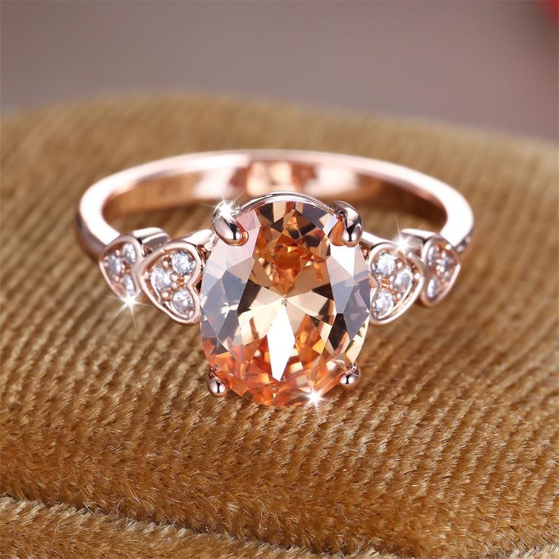 Oval love ring on both sides, simple personality and elegant ring