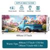 2D Easter Bunny Truck Backdrop Cloth Spring Cherry Blossom Village Outdoor Decor