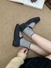 Gray Fluffy Shoes for Women To Wear In Autumn and Winter, New Korean French Mary Jane Shoes, Plush Warm Flat-soled Woolen Single Shoes