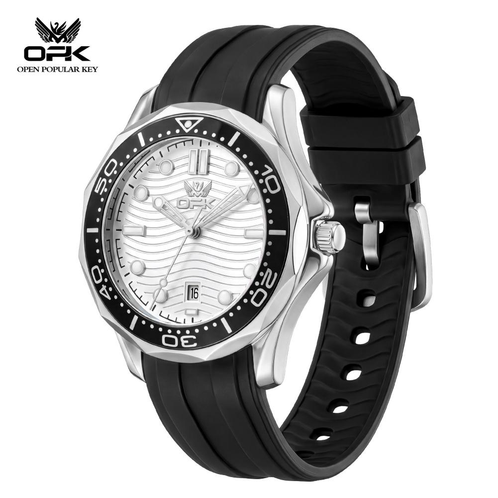 OPK 6109 Fashion Sport Men's Watch Luminous Waterproof Silicone Strap Auto Date Top Original Quartz Man Wristwatch